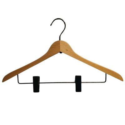 100 Cabides Madeira Natural com Gancho e Pinças Latão